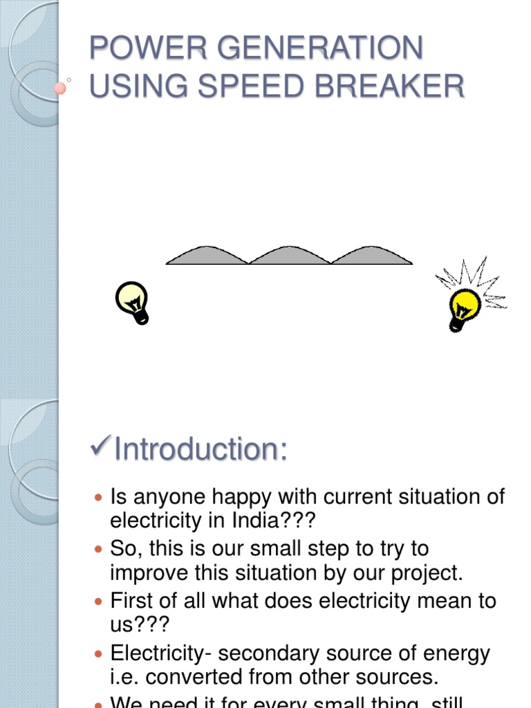 Power Generation Using Speed Breaker PDF Electric Generator