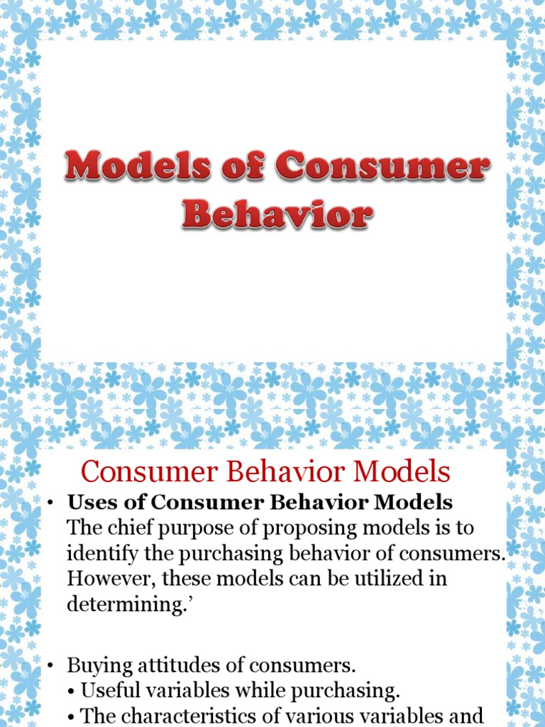 Economic Models of Consumer Behavior | PDF | Utility | Economics