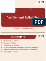 Validity and Reliability: Presented by - Palak Brahmbhatt