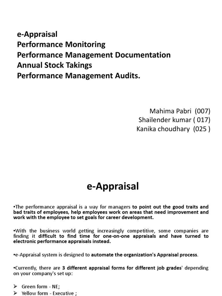 E-Appraisal Performance Monitoring Performance Management Documentation ...