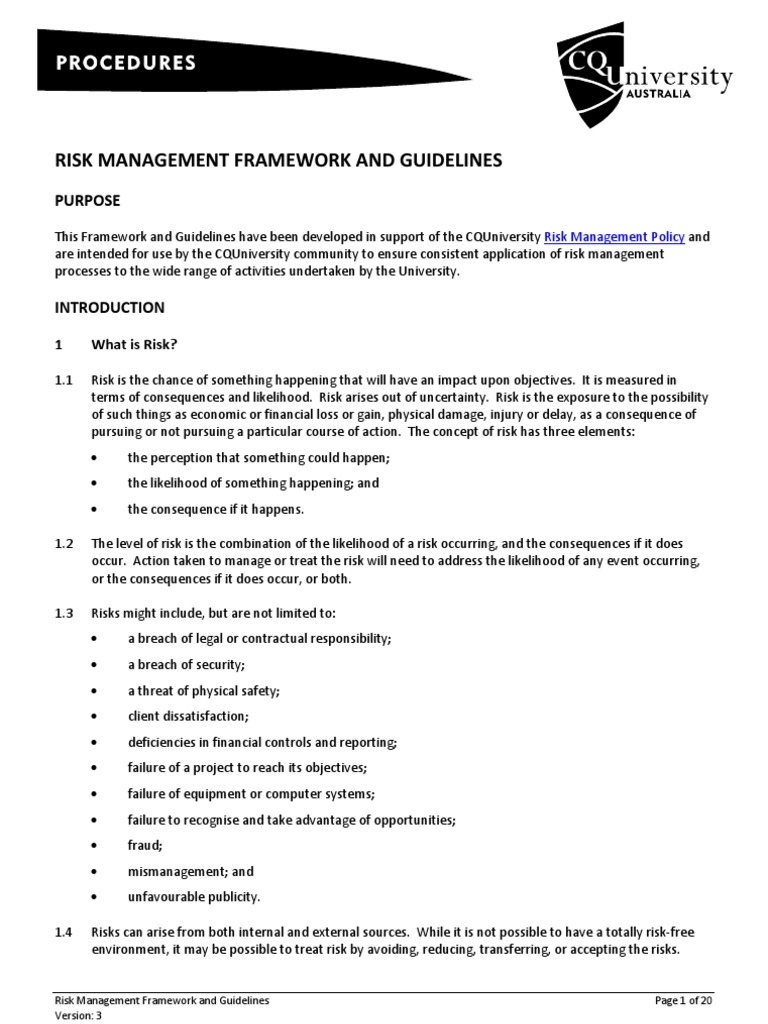 CQUniversity Risk Management Guide | PDF | Risk | Risk Management