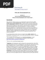 POL 661: Environmental Law: Do We Need Environmental Law? Where Do Environmental Laws Come From?