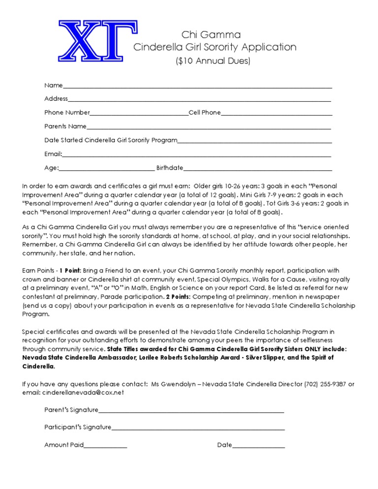 Chi Gamma Cinderella Girl Application | PDF | Cinderella | Fraternities ...