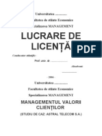 LUCRARE DE LICENTA - MANAGEMENTUL VALORII CLIENTILOR (STUDIU DE CAZ ASTRAL TELECOM S.A.).