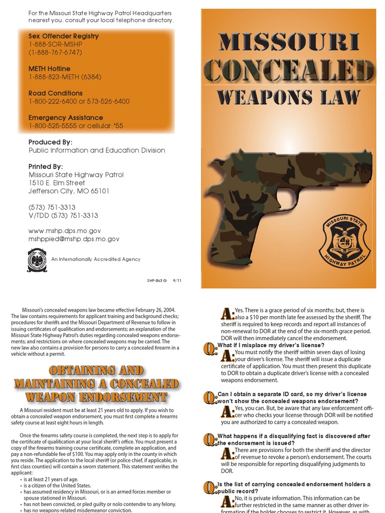 MO CCW Law Concealed Carry In The United States Concealed Carry