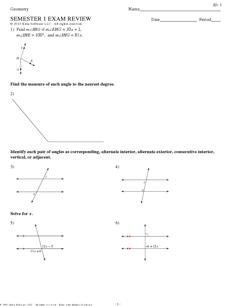 Semester 1 Exam Review Triangulo Geometria Euclidiana