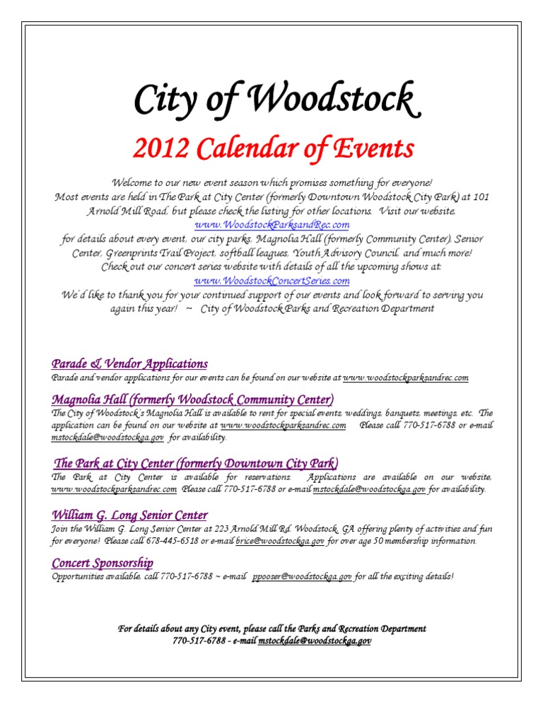 City of Woodstock Event Calendar 2012 _2 Recycling Christmas Music