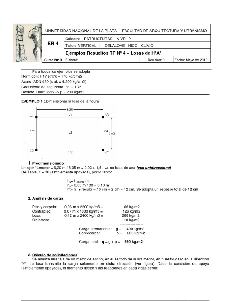 Nivel II - Anexo TP Nro 4 - Losas de Hormigon Armado | PDF | Ingeniería ...