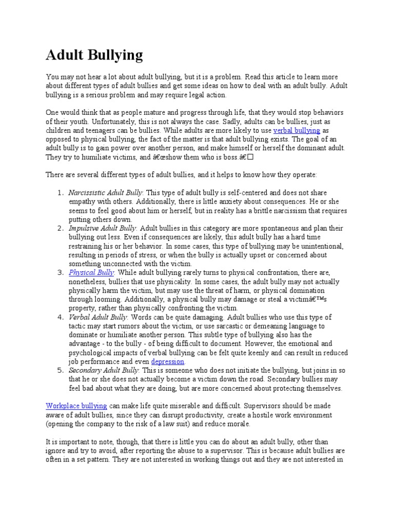 Adult Bullying Bullying Psychological Trauma