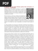 El Escritor Francés Daniel Pennac Publica Mal de Escuela