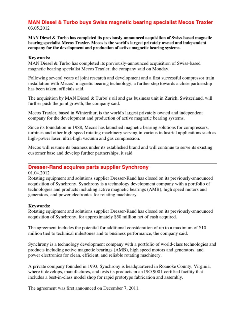 Magnetic Bearing Update Gas Compressor Bearing Mechanical