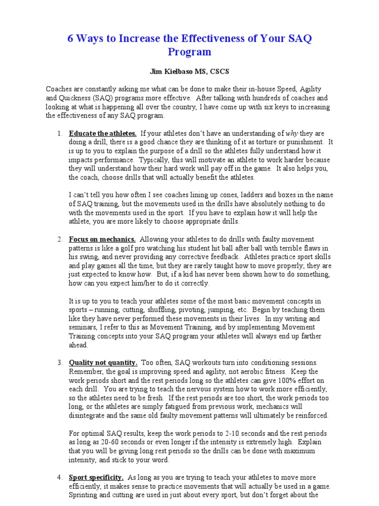 Enhance Your SAQ Training Effectiveness | PDF | Sports | Leisure