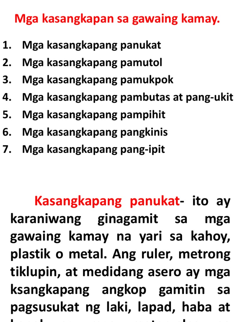 Mga Kasangkapan Sa Gawaing Kamay