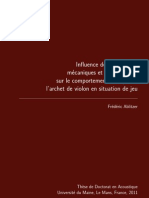 Influence Des Paramètres Mécaniques Et Géométriques Sur Le Comportement Statique de L'archet de Violon en Situation de Jeu