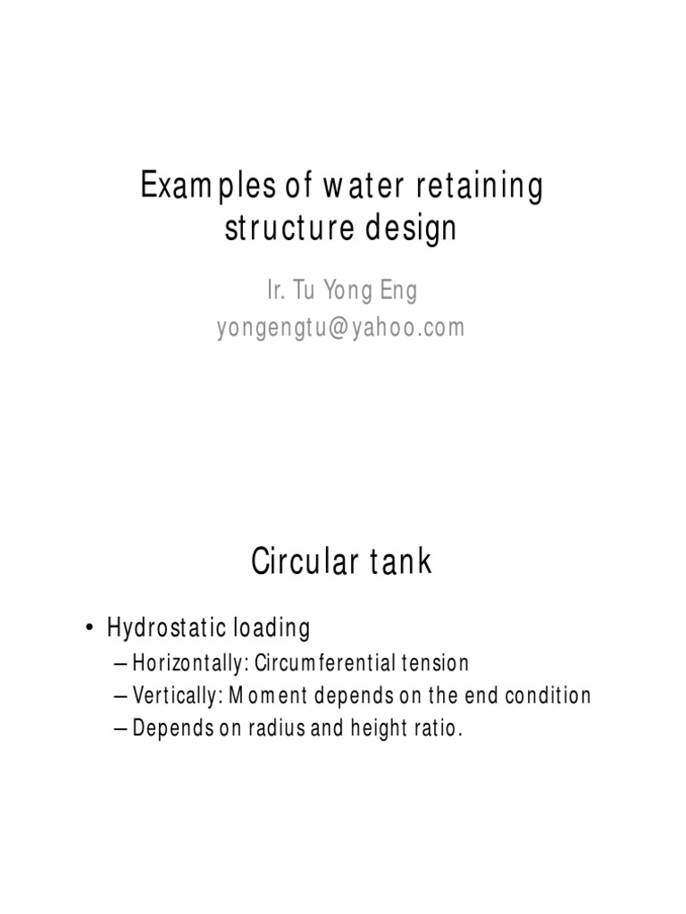 Lecture 8 RC Water Retaining Example1 PDF Stress (Mechanics) Fracture
