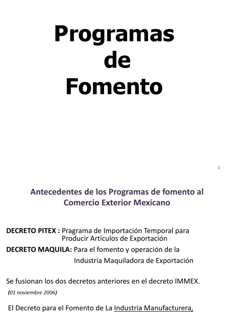 Programas de Fomento al Comercio Exterior | PDF | aduana | Exportaciones