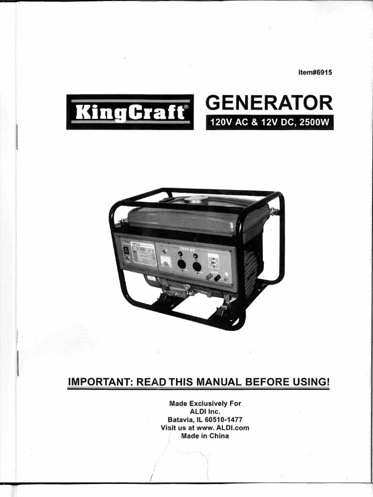 KingCraft Generator 6915 Owner
