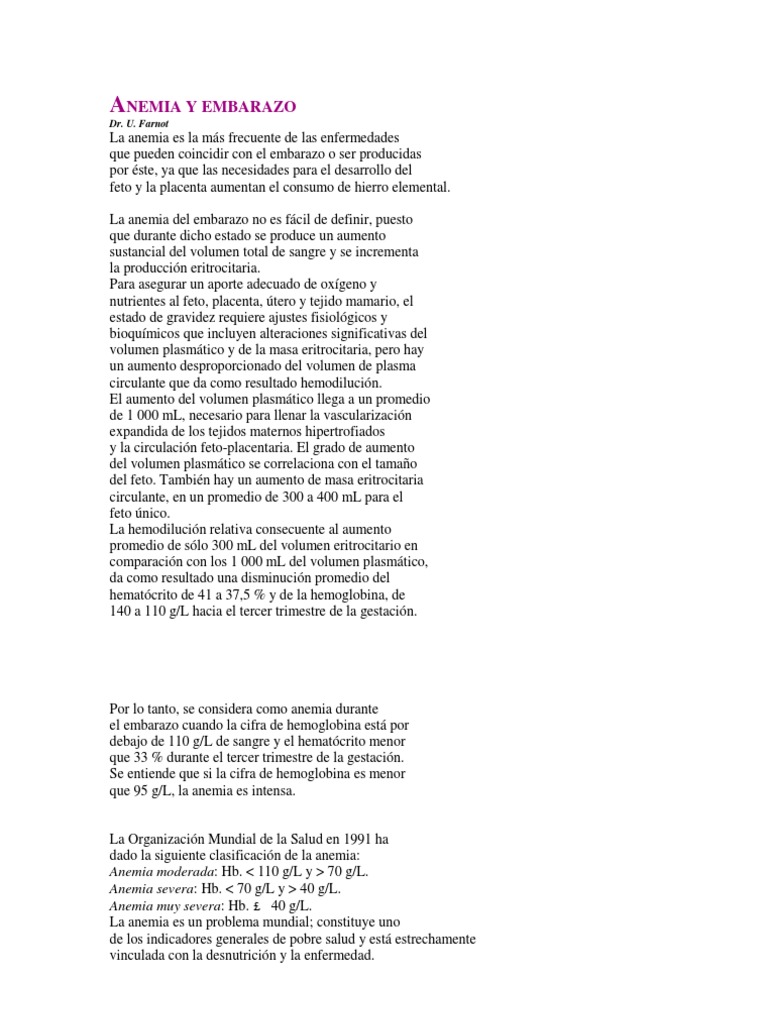 Anemia Y Embarazo
