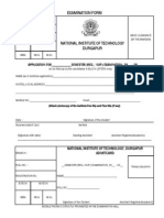 Examination Form: APPLICATION FOR - SEMESTER (REG./ SUP.) EXAMINATION, 20 - 20