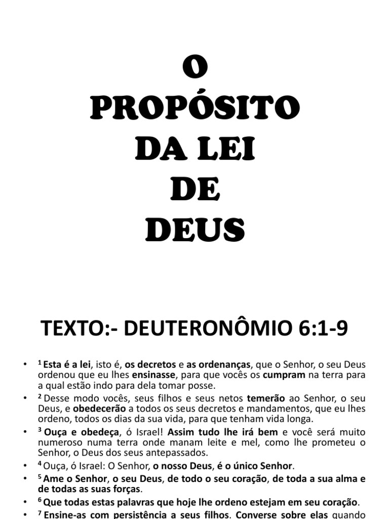 O Propósito Da Lei de Deus PDF Livro de Deuteronômio Moisés