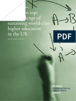 Staying On Top The Challenge of Sustaining World Class Higher Education in The UK