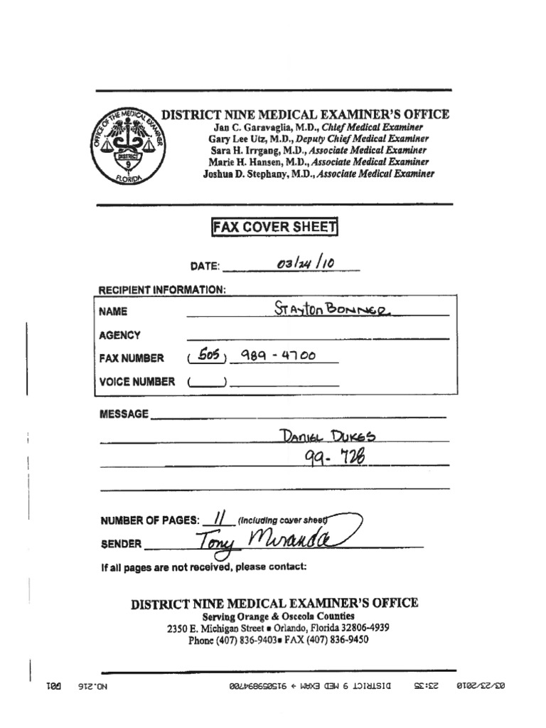 Daniel Dukes Medical Examiners Report | PDF | Nature