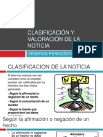 Valoración y clasificación de las noticias