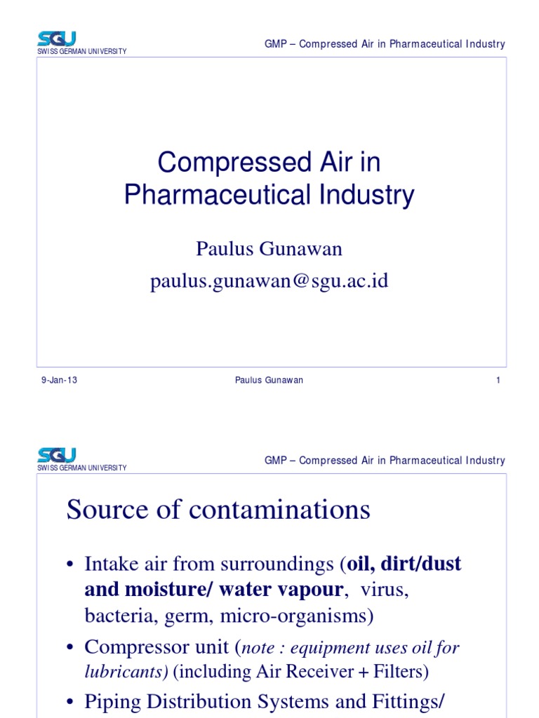Compressed Air Standards in Pharma | PDF | Humidity | Filtration