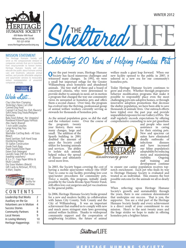 Celebrating 20 Years of Helping Homeless Pets: Mission Statement | PDF ...