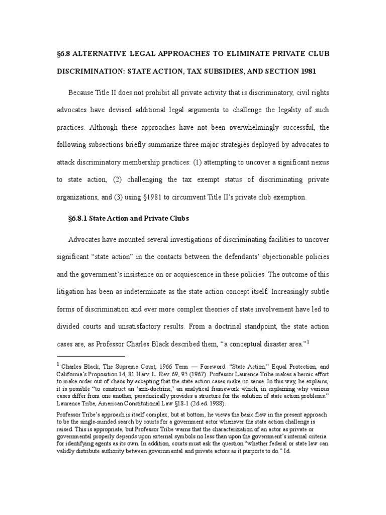 6.8 Alternative Legal Approaches To Eliminate Private Club