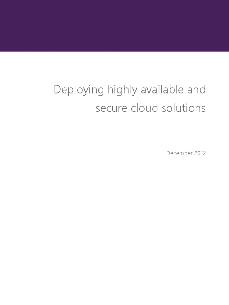 Deploying Highly Available and Secure Cloud Solutions | PDF | Cloud ...