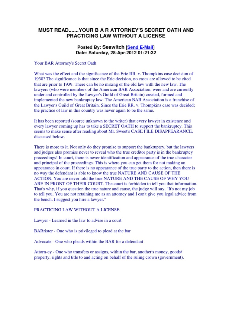 Bar Attorneys Oath PDF Bar Association Law