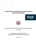 GUIDELINES FOR PREPARING INDUSTRIAL TRAINING REPORT