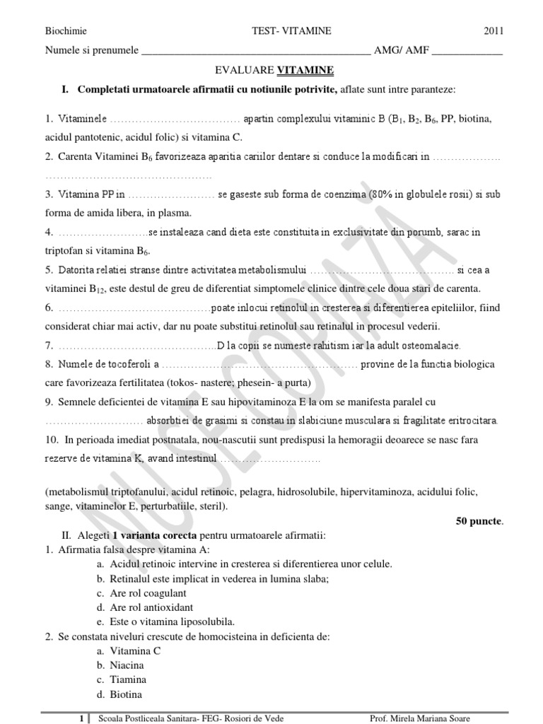 Vitamine TEST | PDF
