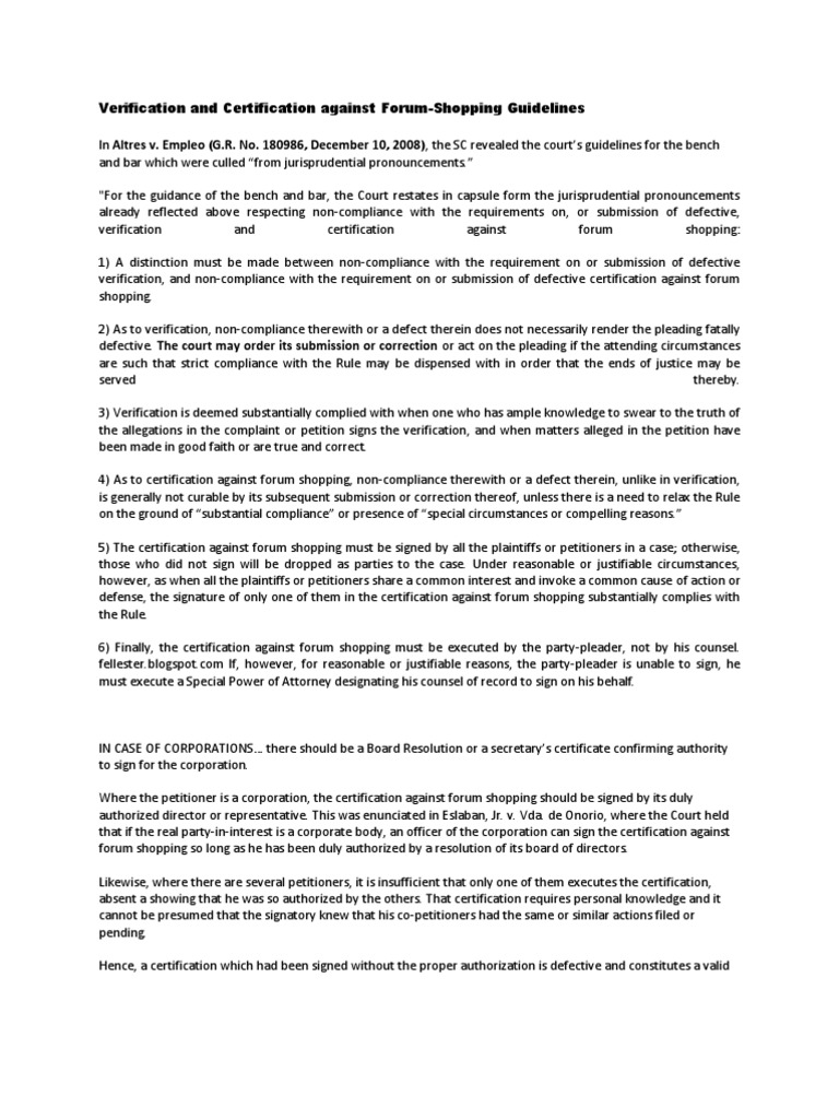 Forum Shopping Guidelines PDF Board Of Directors Lawsuit