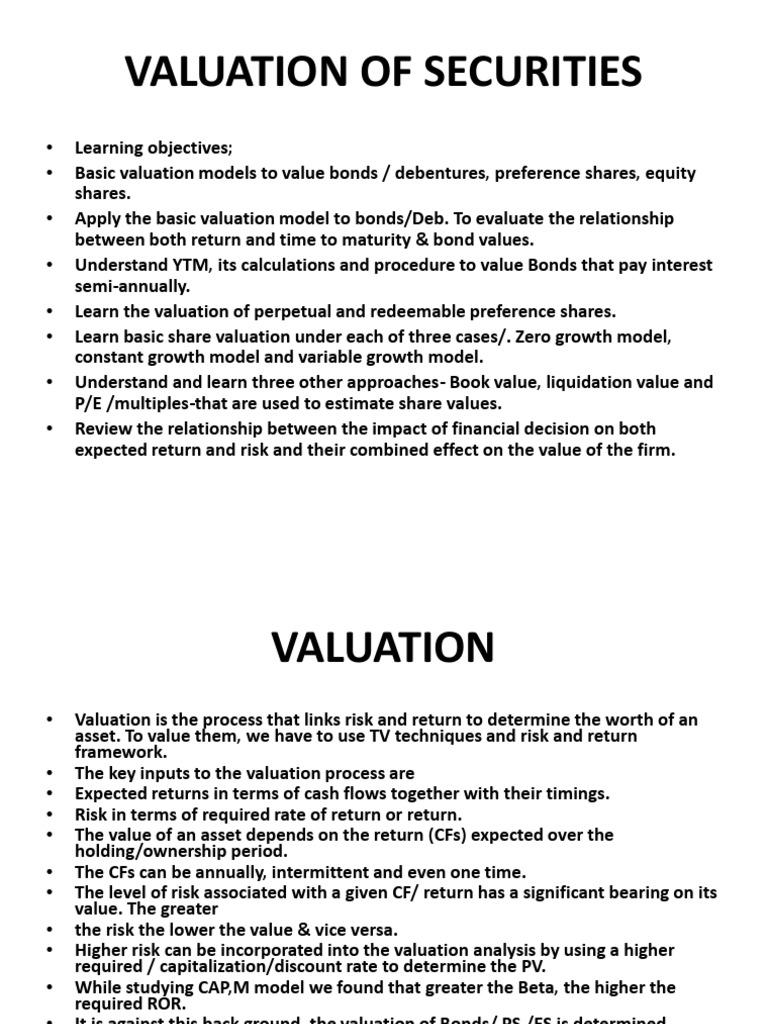 Valuation of Securities | PDF | Bonds (Finance) | Valuation (Finance)