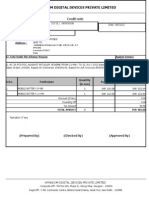 Credit note for mobile batteries issued by WYNNCOM DIGITAL DEVICES