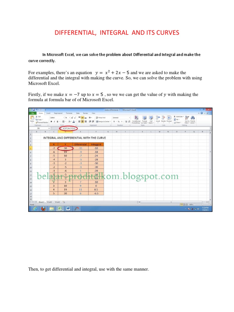 Excel for Differential and Integral Curves | PDF
