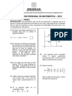 Viii Concurso Regional de Matemática - 2012