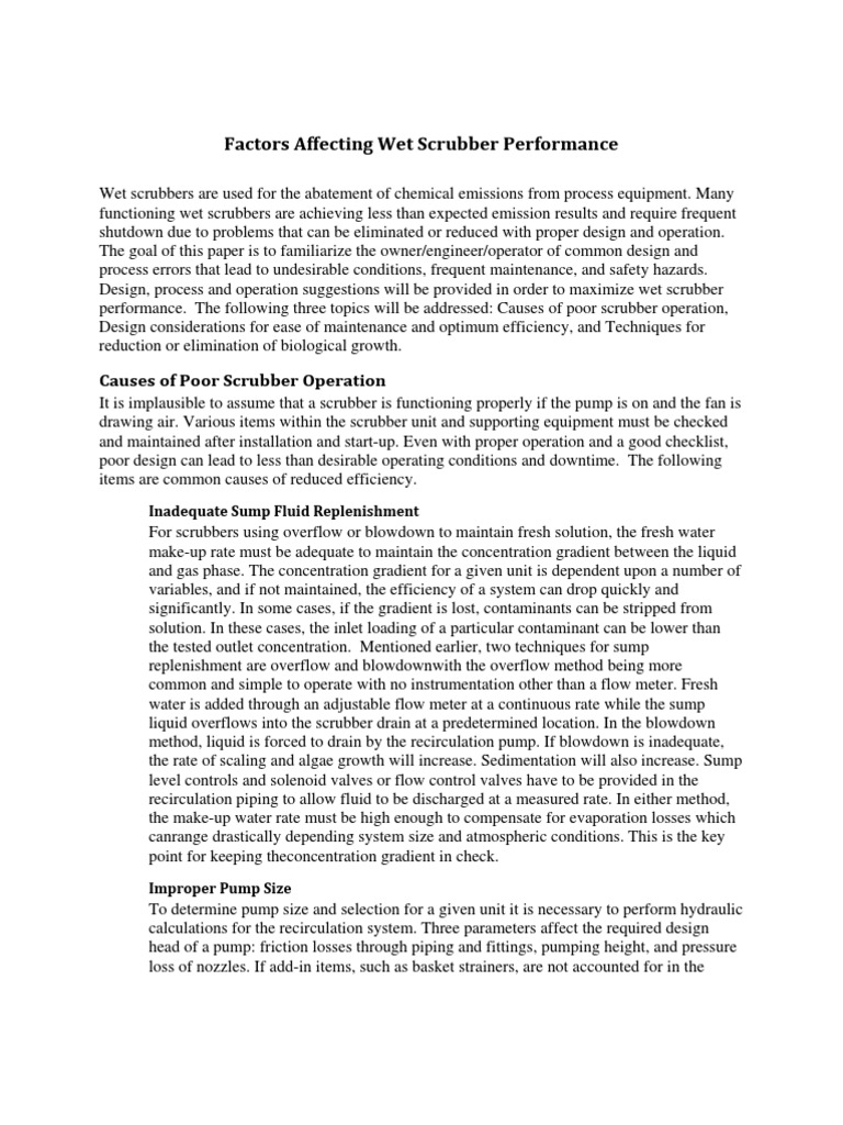 Enhancing Wet Scrubber Efficiency | PDF | Nozzle | Pump