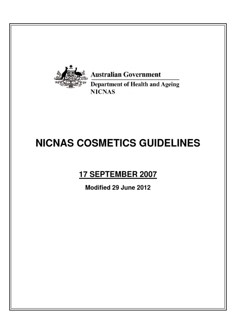 Cosmetic Guidelines (Australia) 2012 PDF Cosmetics Sunscreen