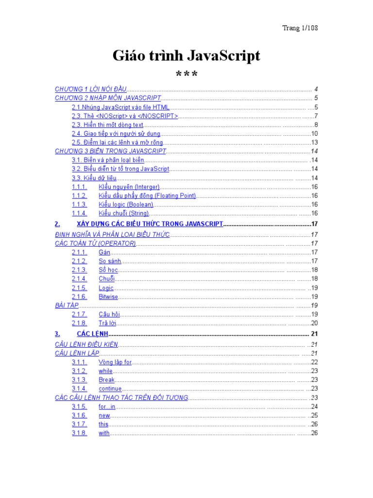 Giáo Trình Java Script Full | PDF