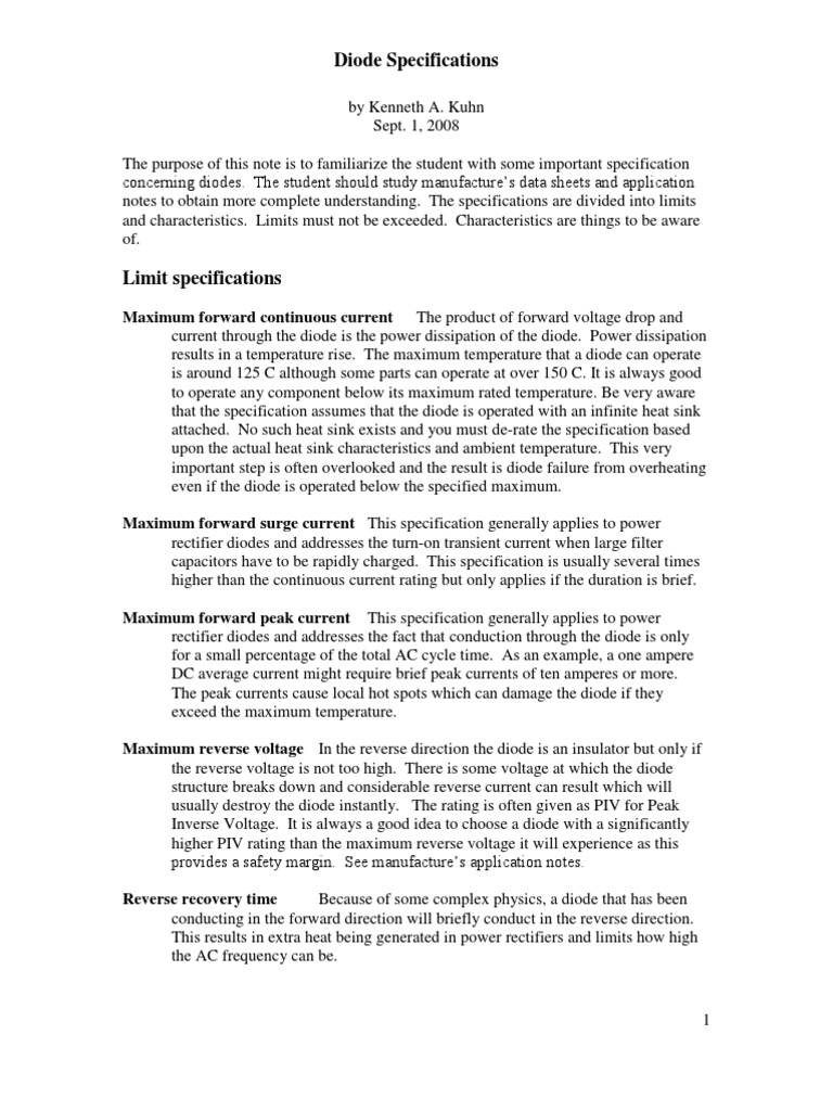 Understanding Diode Specifications | PDF | Diode | Rectifier