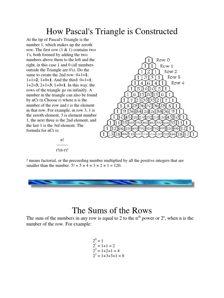 How Pascal's Triangle Is Constructed | PDF
