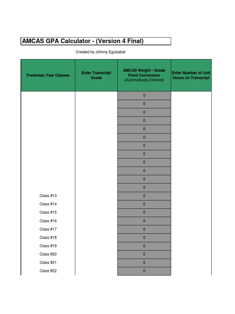 AMCAS GPA Calculator Version 4 Final2 PDF Statistics Of Education