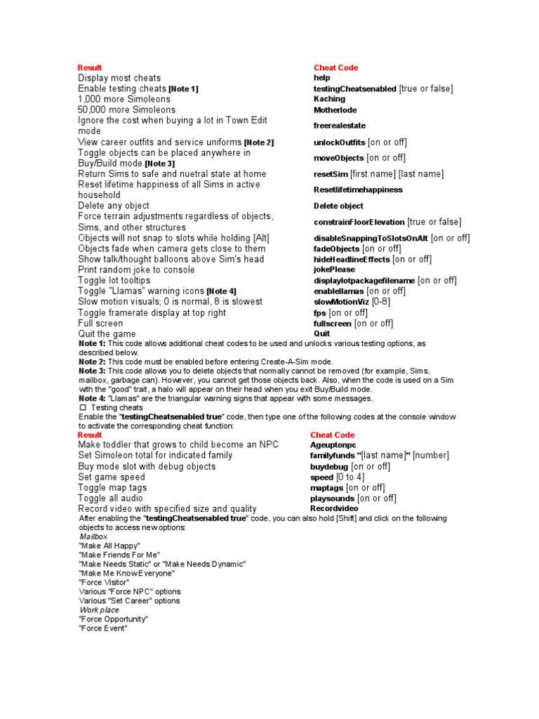 Cheats For Sims 3 PDF Cheating In Video Games Television