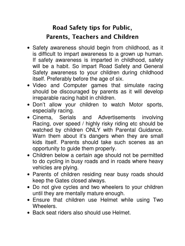 Road Safety Guide for Families | PDF | Road Traffic Safety | Traffic ...