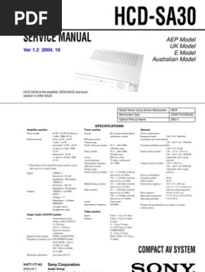 Sony Hcd-Sa30 | PDF | Compact Disc | Hertz