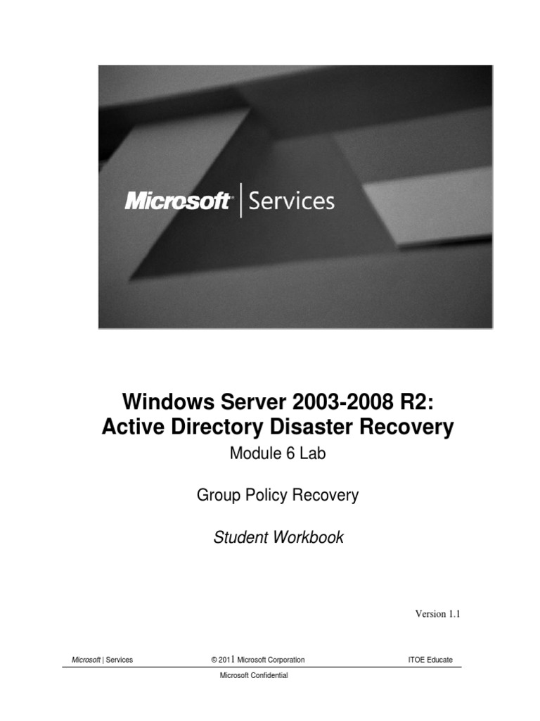 Active Directory Disaster Recovery GPO Restore PDF Group Policy