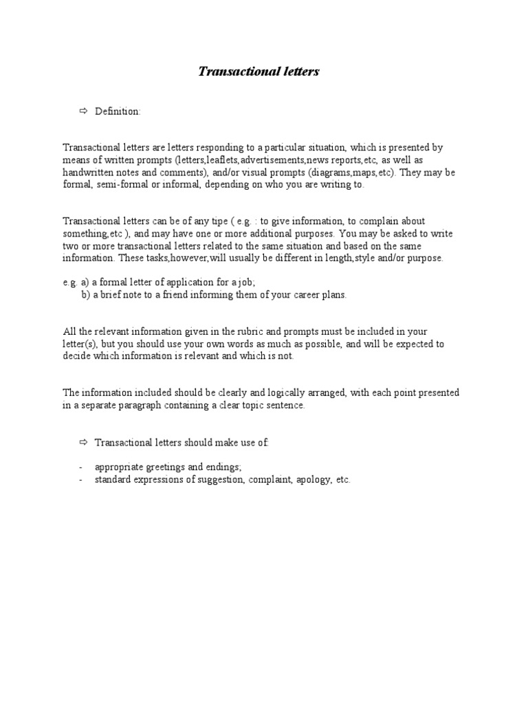 Transactional Letters